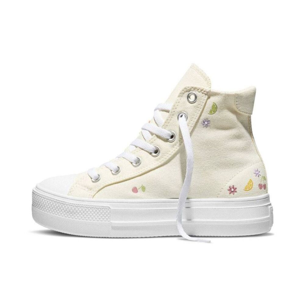 Converse -  Women's Platform High Top Sneakers - Crea Cream - Picture 4 of 6